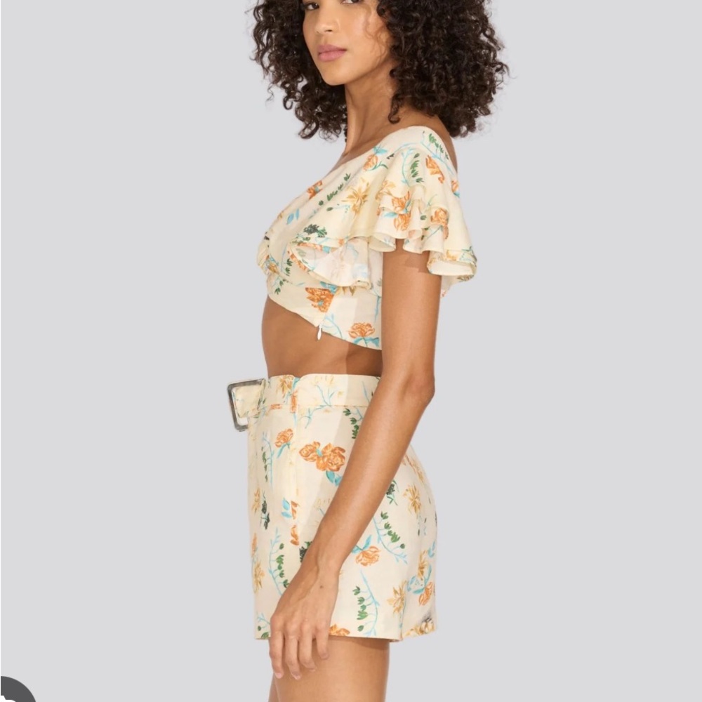 SOLID & STRIPED Floral Ruffle Crop Top - Picture 3 of 5